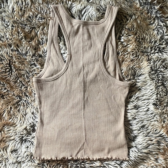 Tan Cropped Ribbed Tank Top - Picture 2 of 2